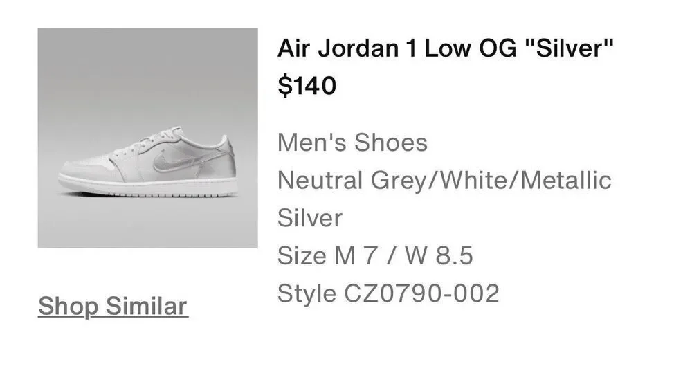 Brand New Nike Men’s White Air Jordan 1 Retro Low OG Sneaker Shoes Size 7